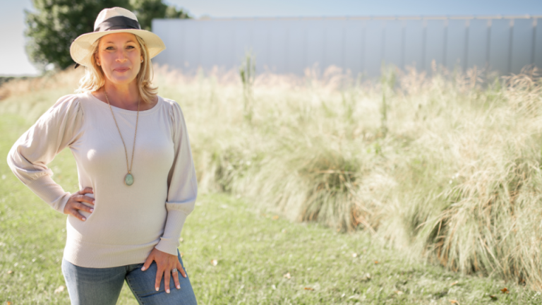 Kim Jeffs standing in a field