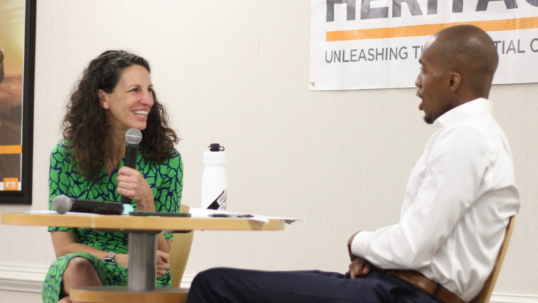 Paige Bentley speaking on a panel