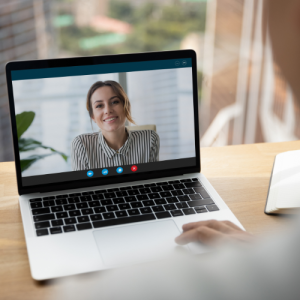 Woman on a laptop video call